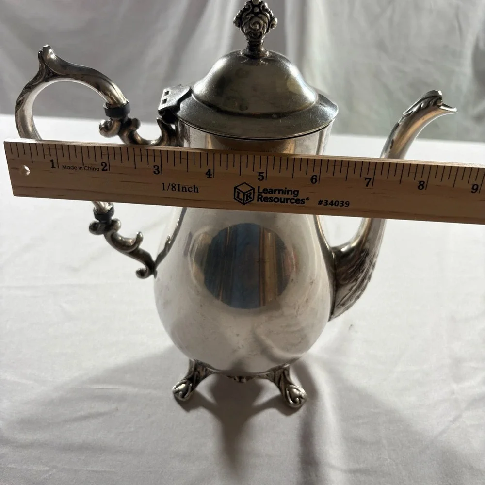 English Silver Mfg Corp Vintage Silver Plate Coffee Pot Footed Tea Server 10.5in